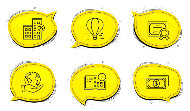 付款指示信息和贷款房子的图标设置图片下载