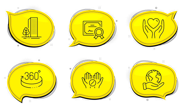 保持心脏建筑和360度图标设置图片下载