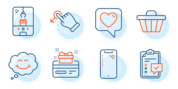 拖放忠诚卡和检查表图标集图片下载