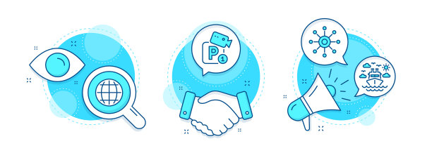 多通道地球仪和停车安全图标设置图片下载