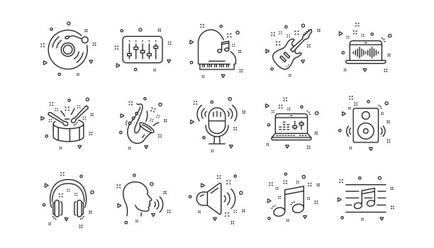 音乐线图标吉他音符和图片下载