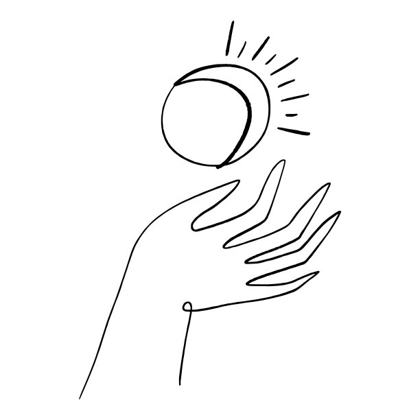 手和月亮手绘风格的标志或图标图片下载