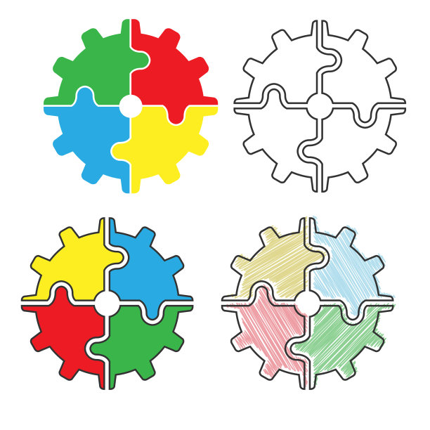 一套齿轮拼图图片下载