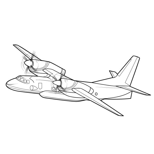 飞机草图着色孤立的对象在白色图片下载