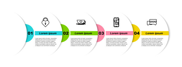 设线城堡的形状的心，咖啡杯和，移动与喜欢。业务信息模板。向量图片下载