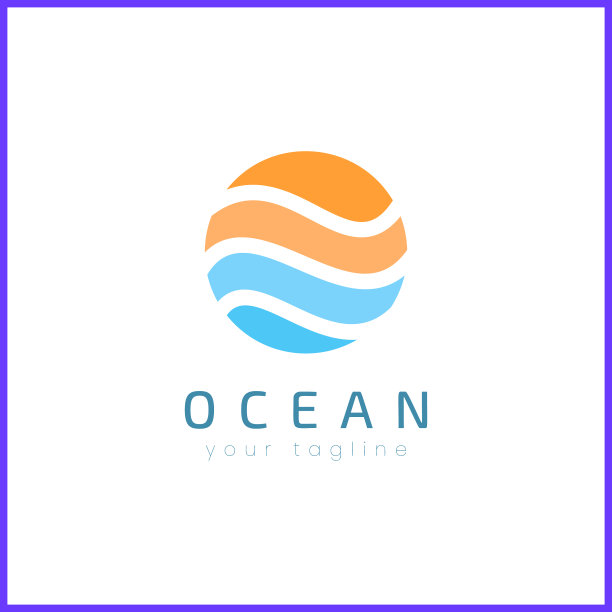 水波带有阳光简约而现代的标志图片下载