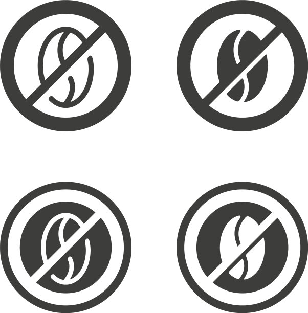 无咖啡因标志-划掉咖啡豆图片下载