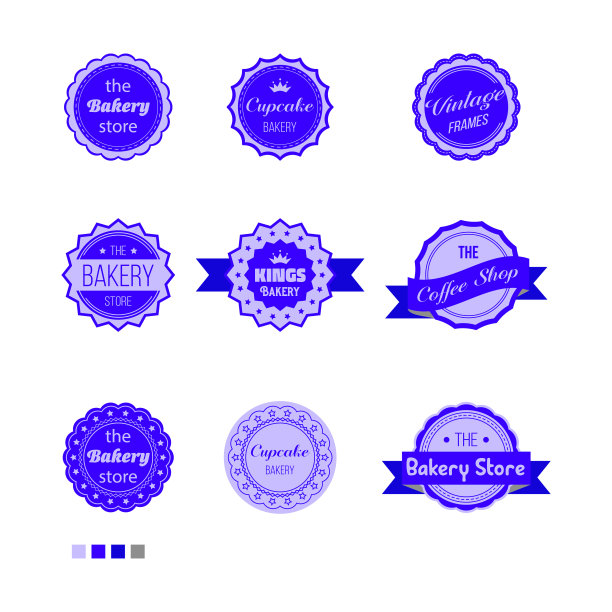 蓝色圆形标签组图片下载