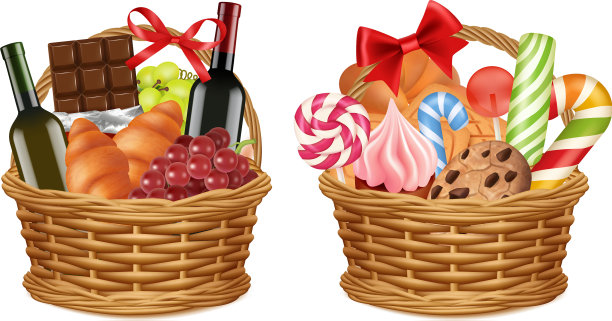 圣诞礼物篮现实的食品包装图片下载