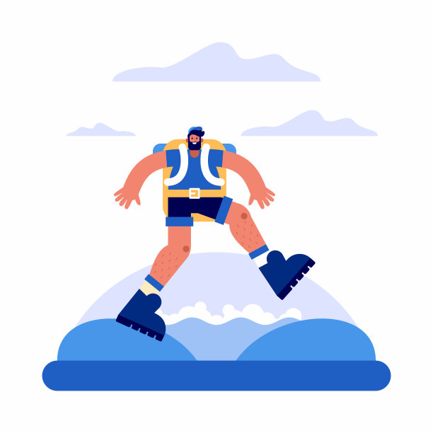 一名男性游客正在穿越乡间湍急的河流图片下载