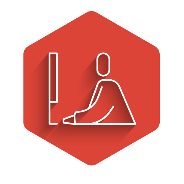 白线学生工作在笔记本电脑图标孤立图片下载