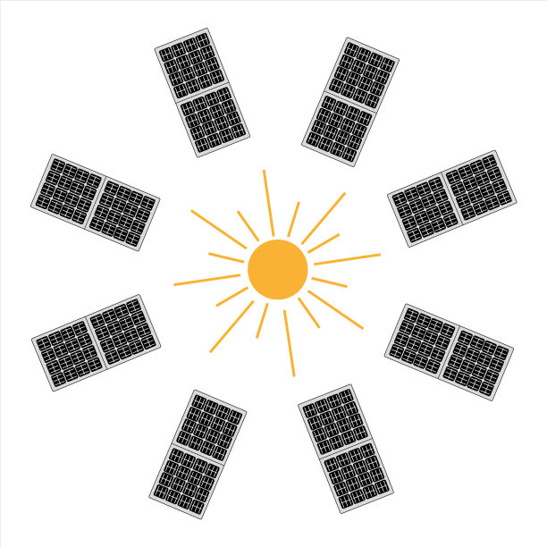 太阳能电池板被布置成一个圆圈图片下载