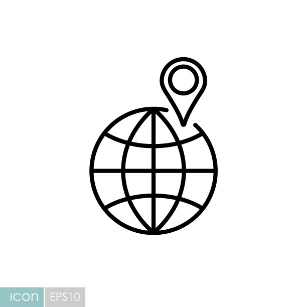 带图钉图标的地球导航标志图片下载