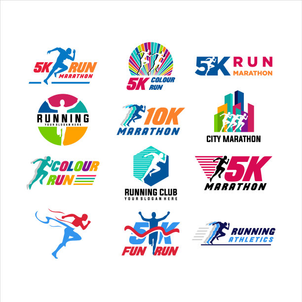 运行体育俱乐部标志模板集图片下载