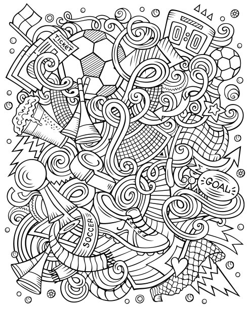 卡通涂鸦足球滑稽的素描图片下载