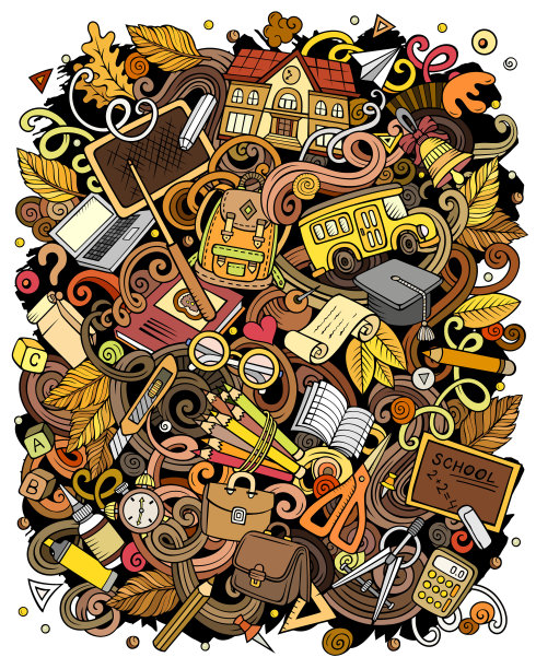 卡通涂鸦学校明亮图片下载