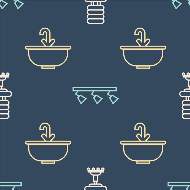 配有水龙头的线条办公椅面盆图片下载