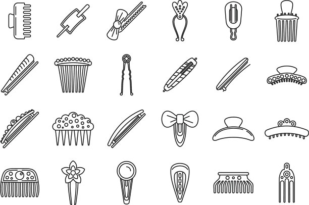 女孩发夹图标设置轮廓风格图片下载