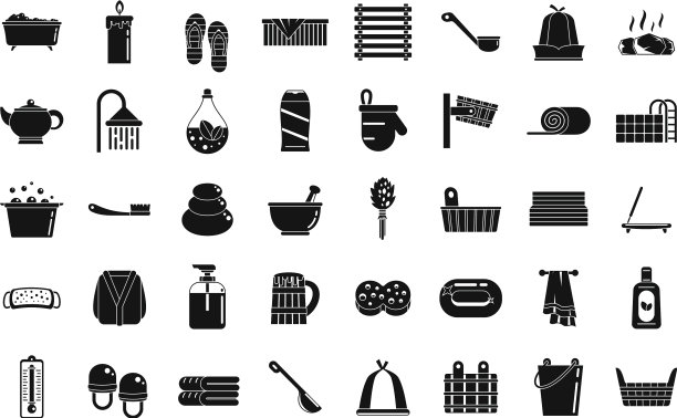 桑拿淋浴图标设置简单的风格图片下载