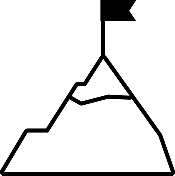 雪山与旗帜图标线条风格图片下载