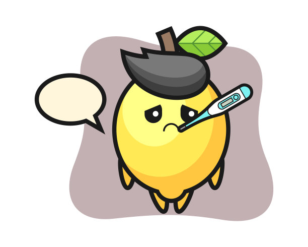 有发烧症状的柠檬吉祥物图片下载