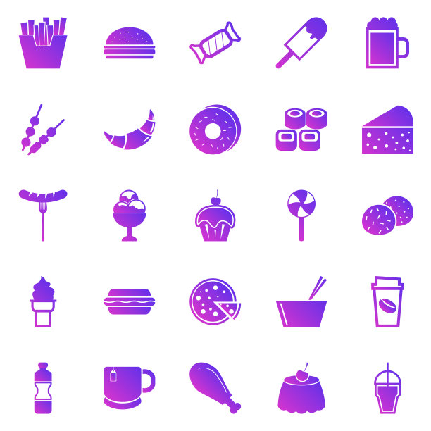 快餐渐变图标上的白色背景图片下载