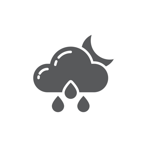云雨和月亮的图标象征天气孤立图片下载