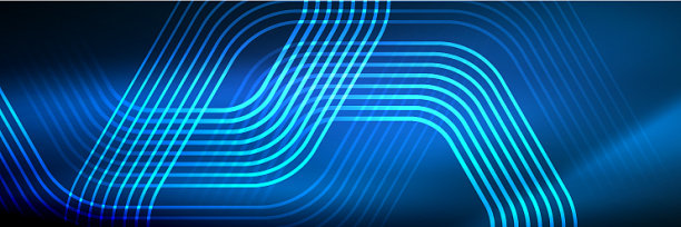 闪亮的霓虹灯线条，条纹和波浪技术图片下载