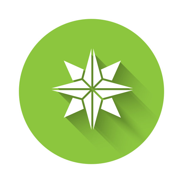 白色的风玫瑰图标孤立与长影子图片下载