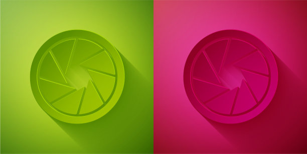 剪纸相机快门图标隔离在绿色图片下载