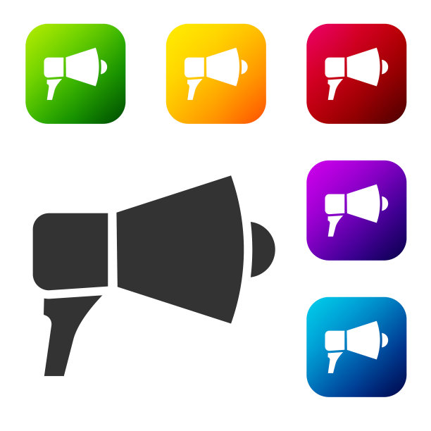 白色背景上孤立的黑色扩音器图标图片下载