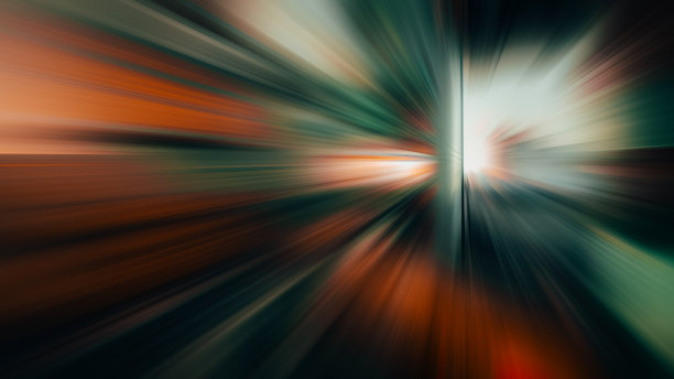 抽象大数据，速度，彩色纤维，光线背景在橙色和青色。三维隧道插图图片下载
