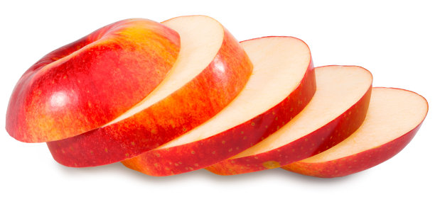 在白色背景上孤立的红苹果切片。剪切路径。图片下载