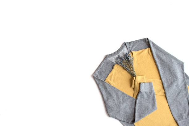 两件毛衣，黄色和灰色，是爱情的概念图片下载