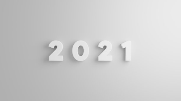 3D渲染的数字2021在优雅的白色背景阴影效果。极简风格图片下载