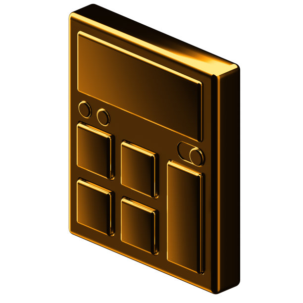 计算器3D插图在卡通金属风格不是白色的背景。图片下载