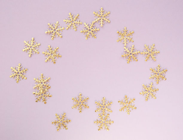 金色雪花框架。新年和圣诞节概念，模板为卡片图片下载