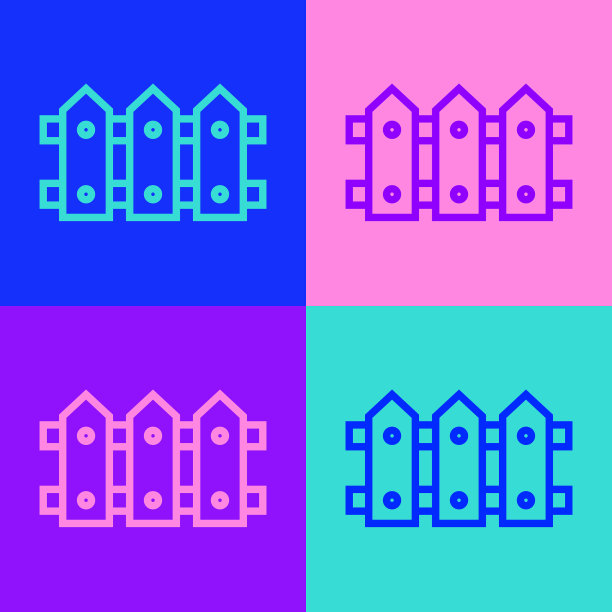 波普艺术线花园栅栏木制图标孤立上图片下载