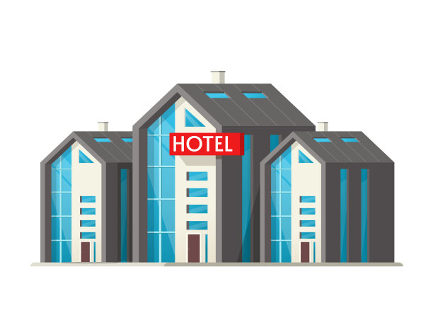 生态酒店大建筑孤立在白色之上图片下载