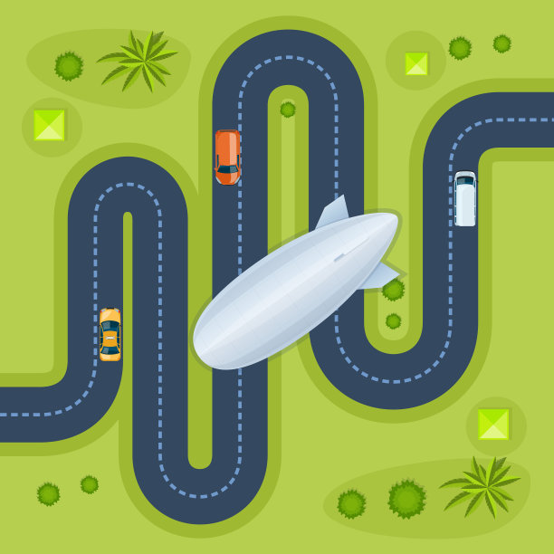 道路与汽车行驶在城市道路飞艇上图片下载