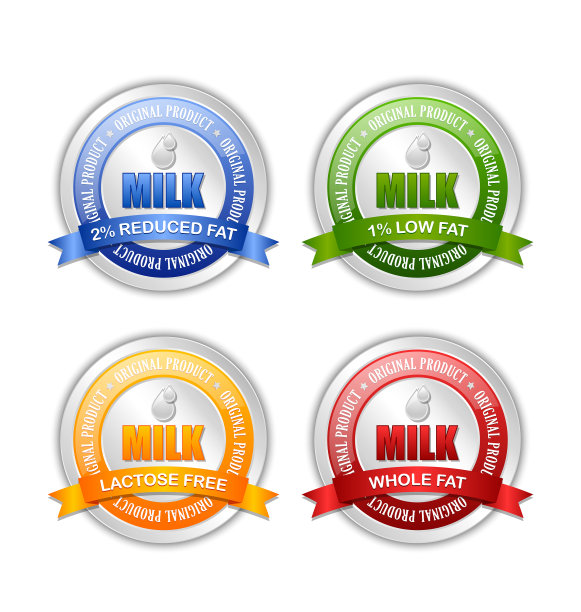 设置牛奶图标或徽章与丝带图片下载