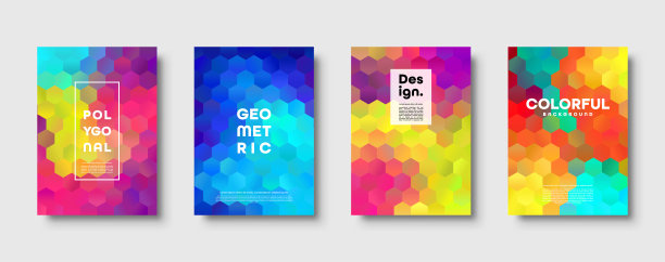 六角形多边形抽象背景。彩色三角形渐变设计。低聚六边形横幅。矢量图图片下载