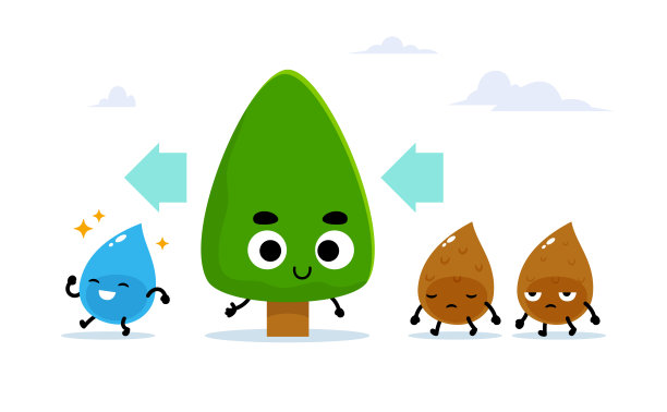 树和水过滤过程。孤立的矢量图图片下载