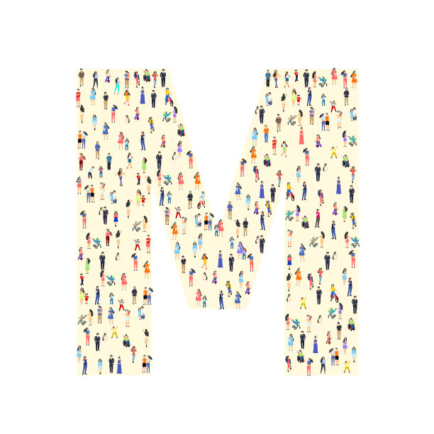 一大群人用字母m组成人图片下载