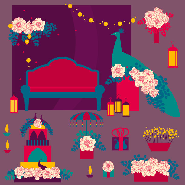 印度婚礼上的婚礼拱门和鲜花图片下载