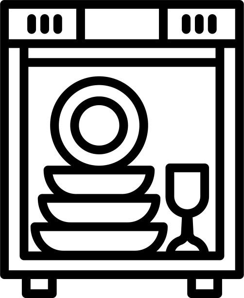 完整的洗碗机图标轮廓风格图片下载