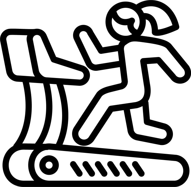 女孩跑步机图标轮廓风格图片下载