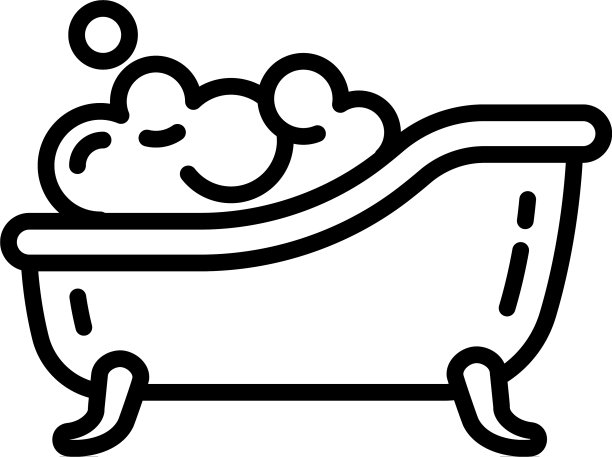 肥皂泡沫浴缸图标轮廓风格图片下载
