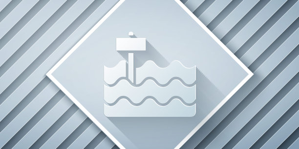 剪纸花坛或栽培床图标孤立在灰色背景。纸艺术风格。向量图片下载