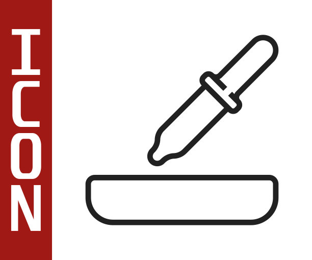 黑线移液器图标隔离在白色背景上。医疗，化妆品，化学实验室设备。向量图片下载